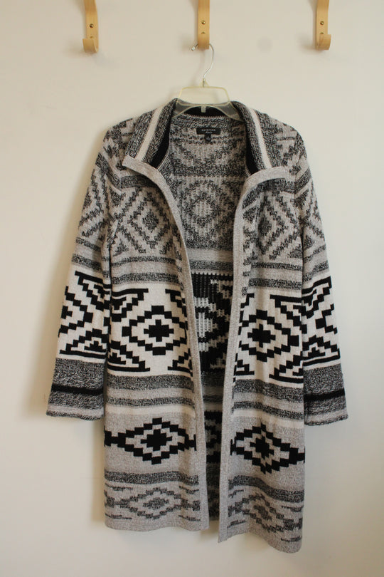 Spence Knits Gray and Black Geometric Print Sweater | M