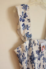 NEW SunnyBuy Maternity Ivory and Blue Floral Print Sleeveless Maxi Dress | L