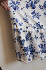 NEW SunnyBuy Maternity Ivory and Blue Floral Print Sleeveless Maxi Dress | L
