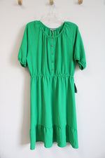 NEW Good Luck Gem Green 1/2 Buttoned Dress | L