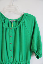 NEW Good Luck Gem Green 1/2 Buttoned Dress | L