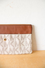 Michael Kors White & Brown Wristlet
