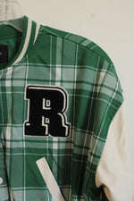 Love Tree Green Plaid Varsity Bomber Jacket | L