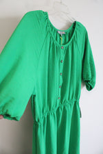 NEW Good Luck Gem Green 1/2 Buttoned Dress | L