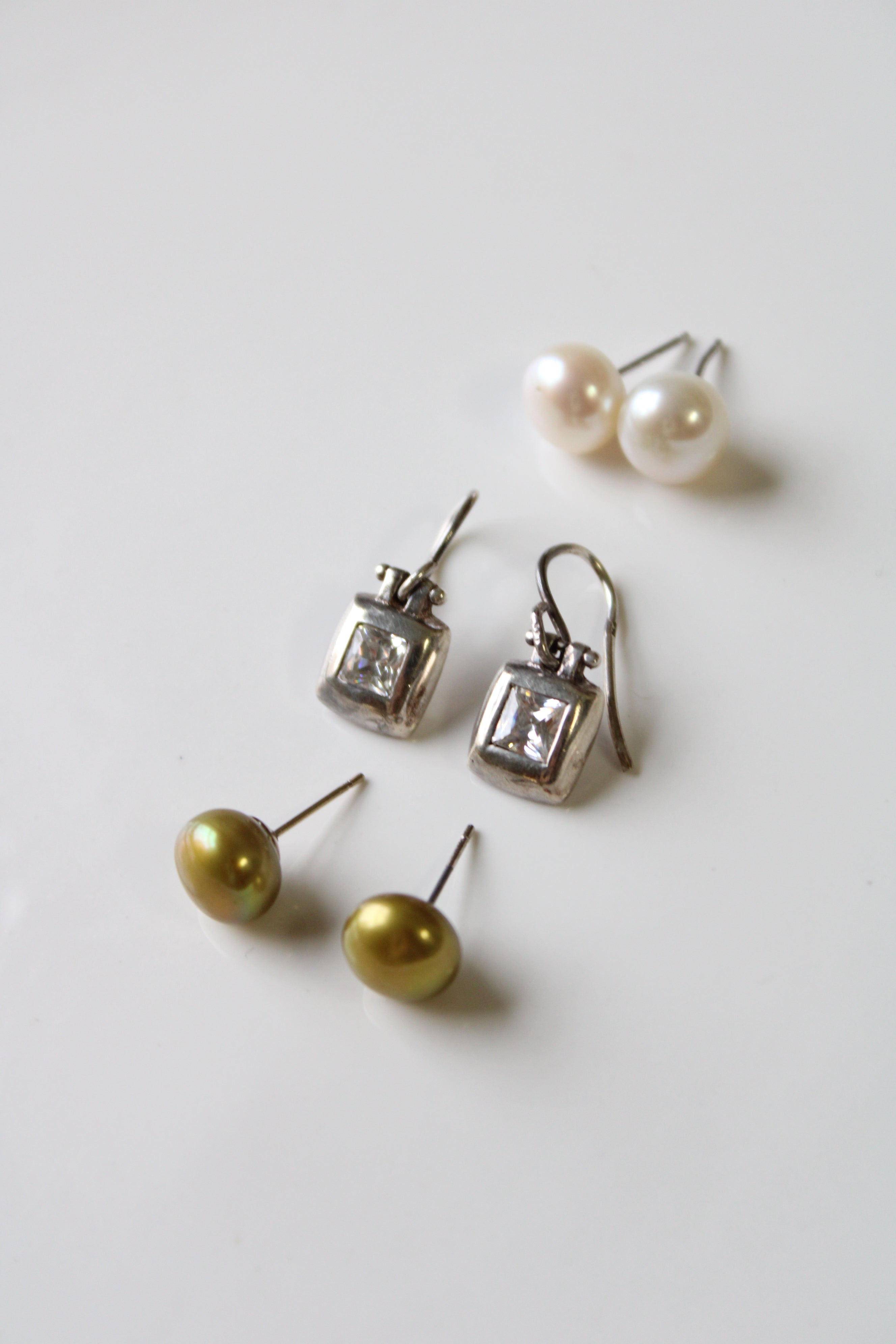 Genuine Pearl & Sterling Silver Earrings | Set Of 3