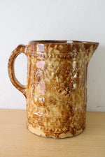 Antique Bennington Rockingham Pottery Pitcher with Peacock Relief Design (1890's)