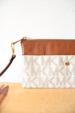 Michael Kors White & Brown Wristlet