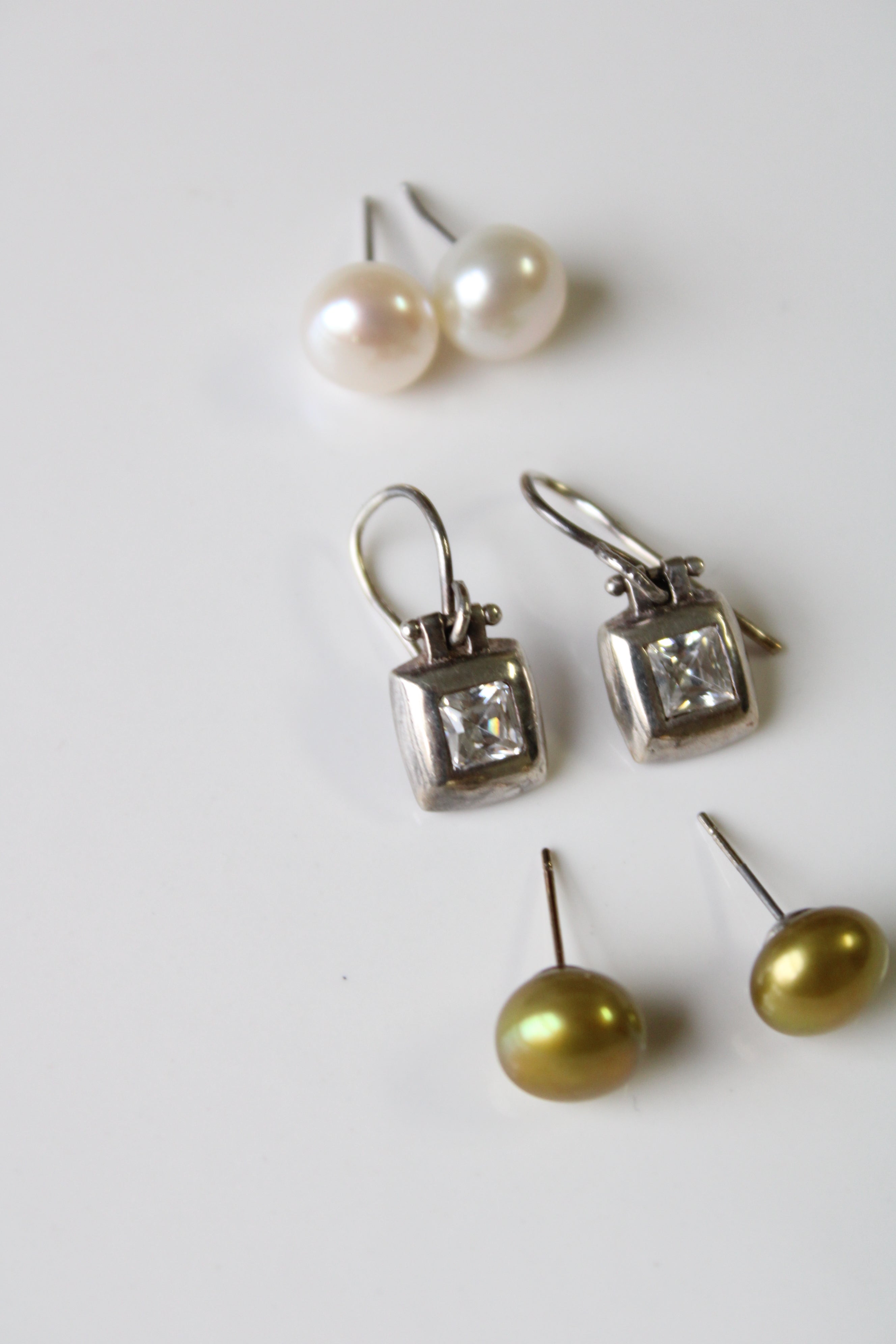 Genuine Pearl & Sterling Silver Earrings | Set Of 3
