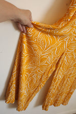 Nine West Yellow and White Leaf Print Sleeveless Jumpsuit | L