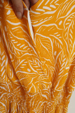 Nine West Yellow and White Leaf Print Sleeveless Jumpsuit | L