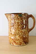 Antique Bennington Rockingham Pottery Pitcher with Peacock Relief Design (1890's)