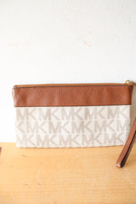 Michael Kors White & Brown Wristlet