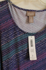 NEW Chico's Wild Grape Rainbow Dots Kimmi Knee Dress | 2 (L / 12)