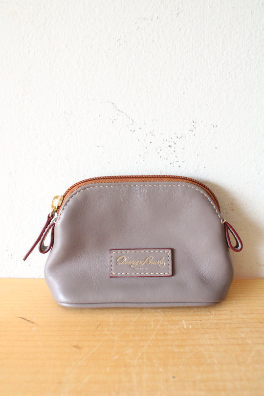 Dooney & Bourke Gray Smooth Leather Small Zip Pouch