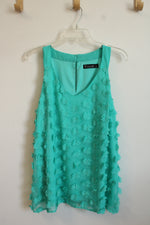 7th Avenue New York & Company Turquoise 3D Floral Sleeveless Top | XL