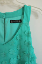 7th Avenue New York & Company Turquoise 3D Floral Sleeveless Top | XL