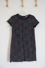 LOFT Navy Colorful Striped Textured Dress | 0 Petite