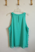7th Avenue New York & Company Turquoise 3D Floral Sleeveless Top | XL