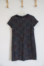 LOFT Navy Colorful Striped Textured Dress | 0 Petite