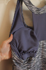 NEW MPG Razorback Performance Dress Purple/Gray with Built in Bra and Side Pockets | L