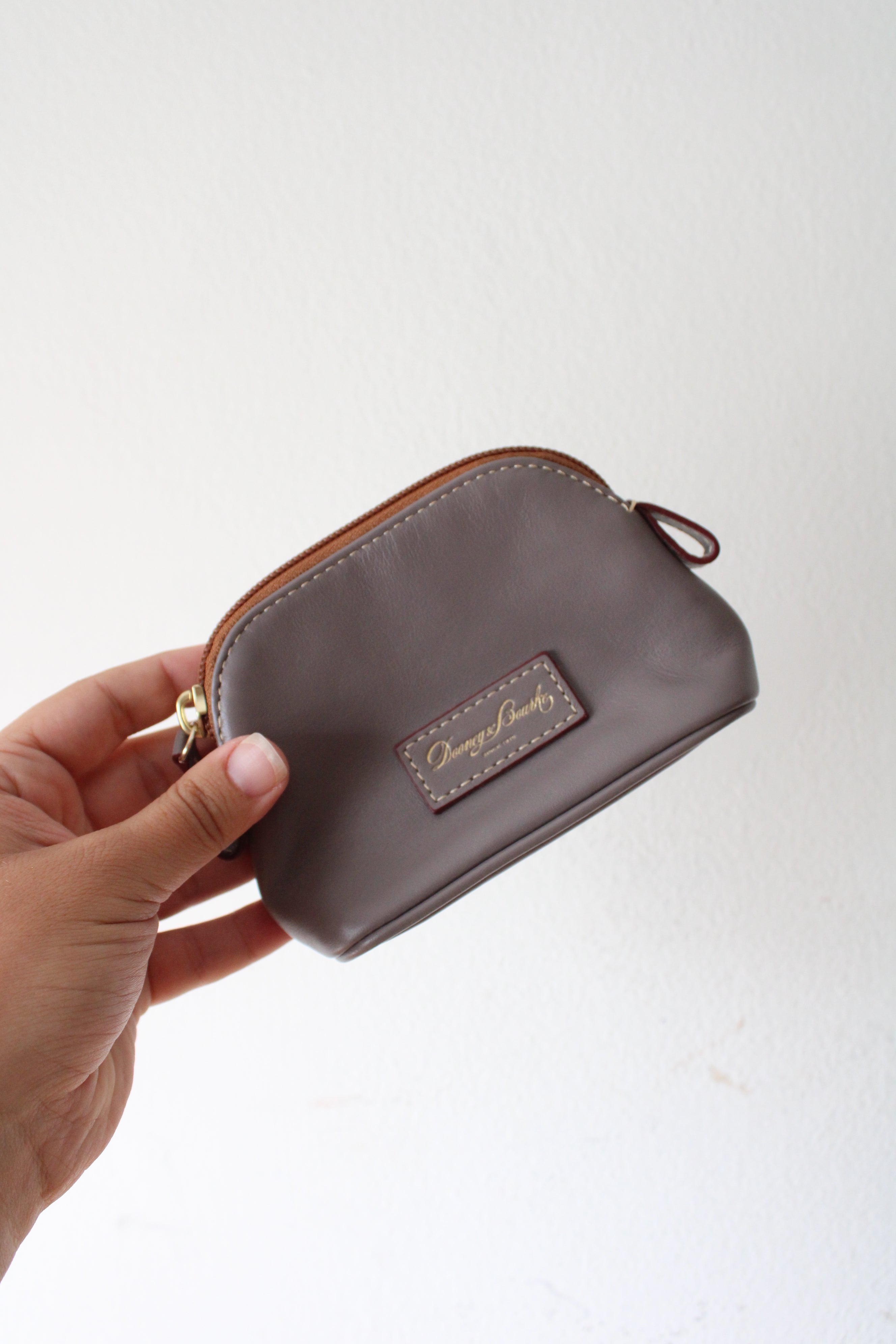 Dooney & Bourke Gray Smooth Leather Small Zip Pouch