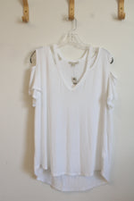 NEW Express One Eleven White Cut Out Short Sleeve Top | XL