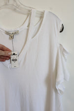 NEW Express One Eleven White Cut Out Short Sleeve Top | XL