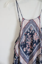 American Eagle Blue & Pink Patterned Boho Dress | L