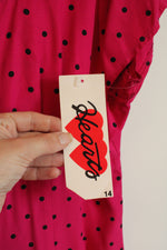 NEW Hearts Magenta Pink and Black Polka Dot Jumpsuit | 14