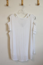 NEW Express One Eleven White Cut Out Short Sleeve Top | XL