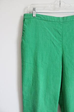 Alfred Dunner Green Denim Elastic Waistband Pant | 14