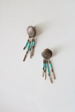 Turquoise Beaded Sterling Silver Stud Dangle Earrings