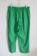 Alfred Dunner Green Denim Elastic Waistband Pant | 14