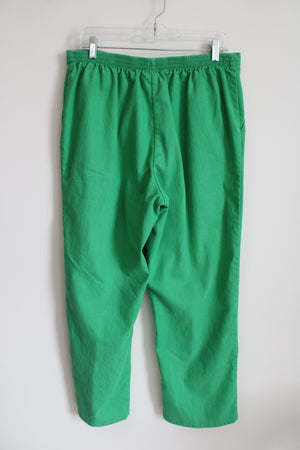 Alfred Dunner Green Denim Elastic Waistband Pant | 14