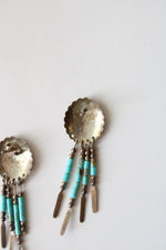Turquoise Beaded Sterling Silver Stud Dangle Earrings