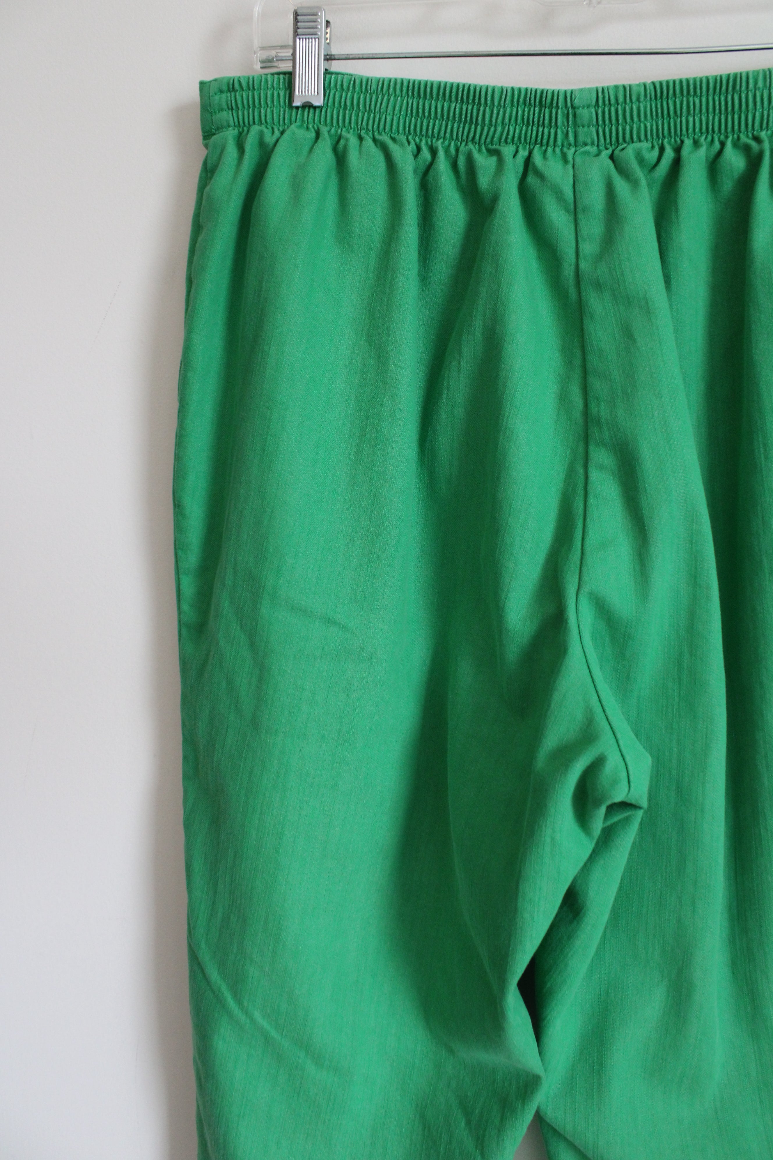 Alfred Dunner Green Denim Elastic Waistband Pant | 14