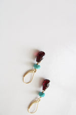 14K Yellow Gold Turquoise Beaded Dangle Earrings