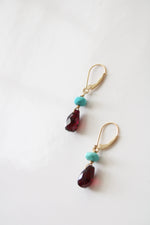 14K Yellow Gold Turquoise Beaded Dangle Earrings