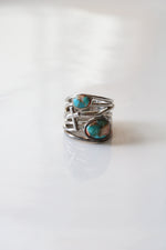 Turquoise Sterling Silver Stacked Cross Ring | Size 5.5