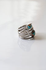 Turquoise Sterling Silver Stacked Cross Ring | Size 5.5