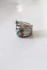 Turquoise Sterling Silver Stacked Cross Ring | Size 5.5