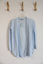 NEW LOFT Blue Ribbed Linen Blend Cardigan | XXS Petite
