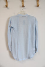 NEW LOFT Blue Ribbed Linen Blend Cardigan | XXS Petite