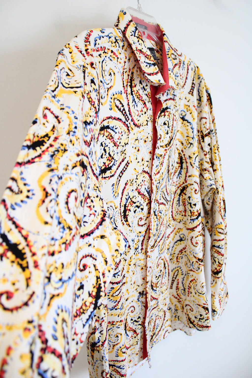 Sambuca Classic Fit Yellow Red & Blue Paisley Button Down Shirt | XL