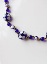 NEW Murano Cobalt Blue Glass Beaded Necklace