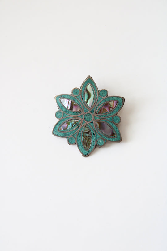 Abalone & Sterling Silver Medallion Pin/Pendant