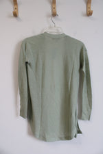 NEW LOFT Green Ribbed Linen Blend Cardigan | XXS Petite