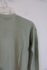 NEW LOFT Green Ribbed Linen Blend Cardigan | XXS Petite