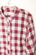 Talbots Red and Black Plaid with Shimmer Button up Shirt | L