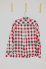 Talbots Red and Black Plaid with Shimmer Button up Shirt | L